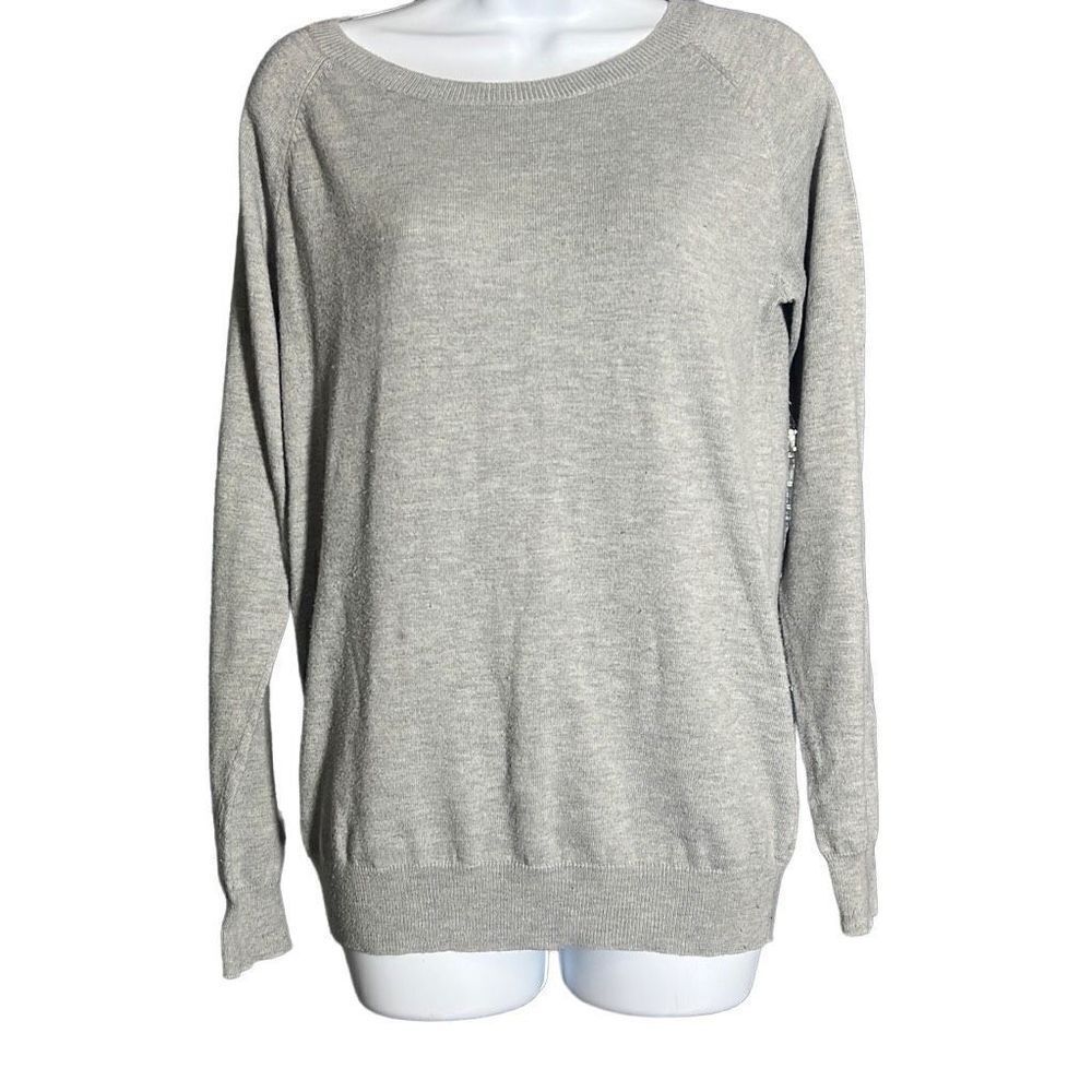Brixon Ivy Womens Pullover Sweater Lace Elbow Patch Wool Blend Gray Size Medium